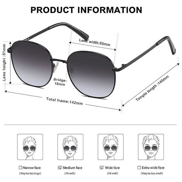 Classic Trendy Square Sunglasses for Women Men , Matt Black/Gradient Grey - Picture 4 of 5